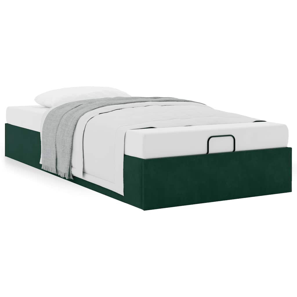 vidaXL Ottoman-Bett ohne Matratze Dunkelgrün 100x200 cm Samt