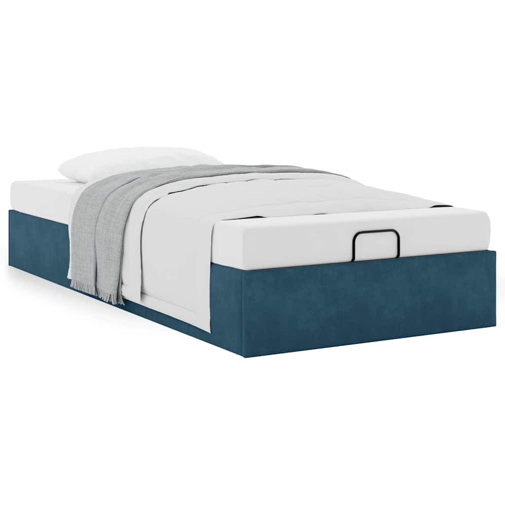 vidaXL Lit ottoman sans matelas bleu foncé 100x200 cm Velours
