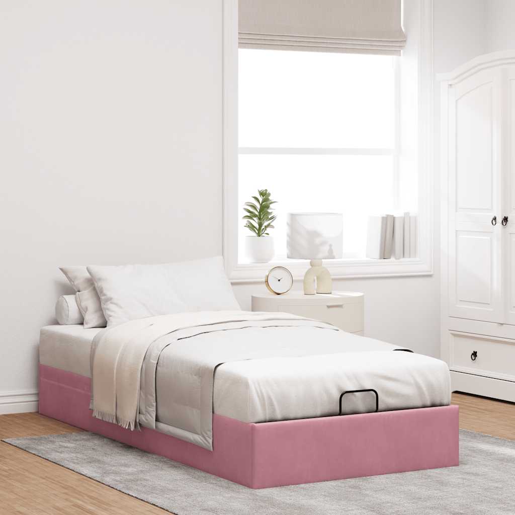 vidaXL Lit ottoman sans matelas rose 100x200 cm velours