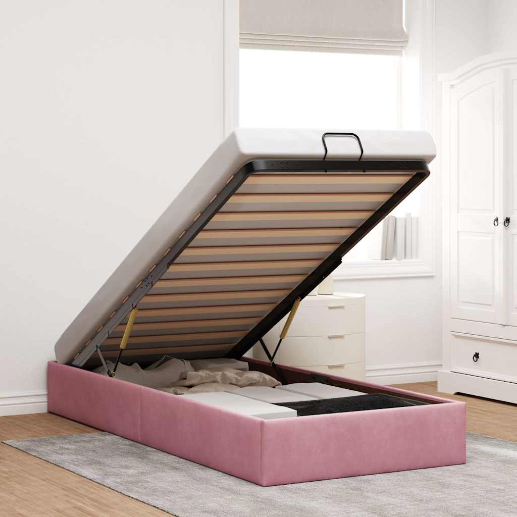 vidaXL Lit ottoman sans matelas rose 100x200 cm velours