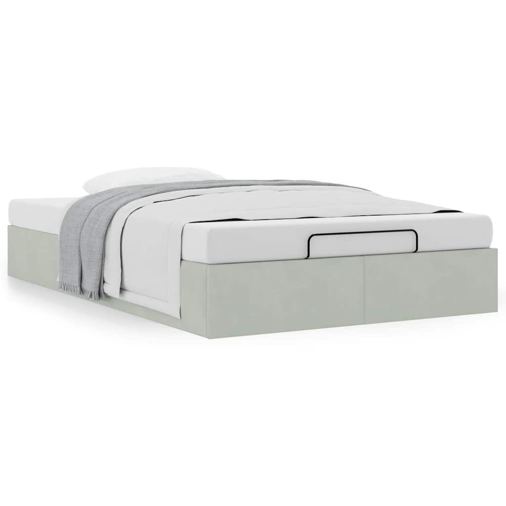 vidaXL Ottoman-Bett ohne Matratze Hellgrau 120x190 cm Samt