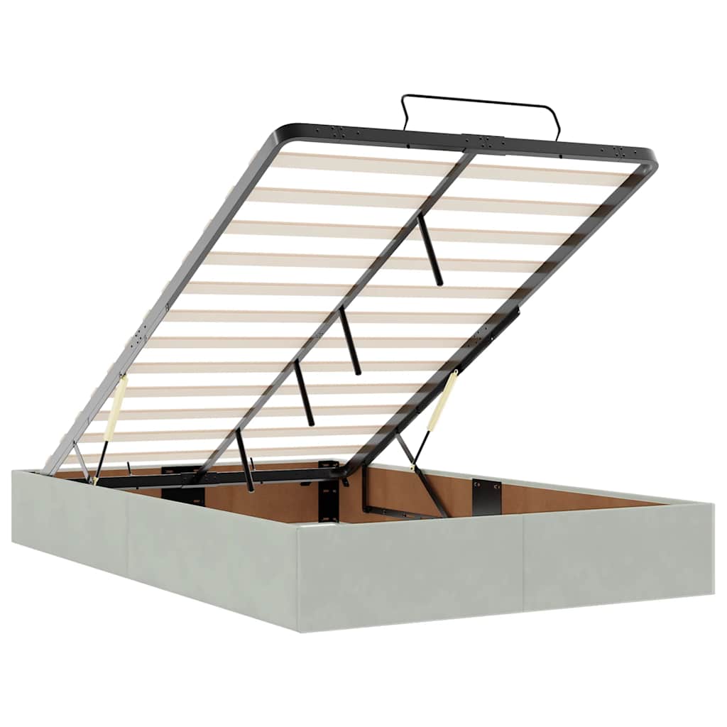 Ottoman-Bett ohne Matratze Hellgrau 120x190 cm Samt