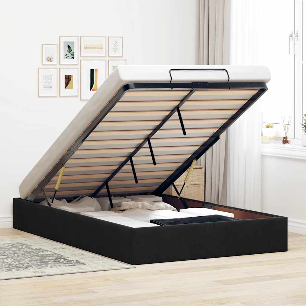 vidaXL Lit ottoman sans matelas Noir 120x190 cm Velours