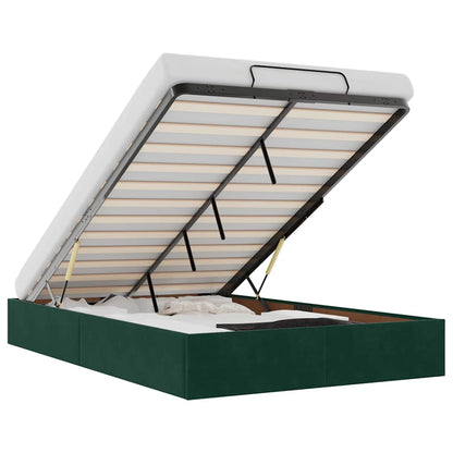 Ottoman-Bett ohne Matratze Dunkelgrün 120x190 cm Samt