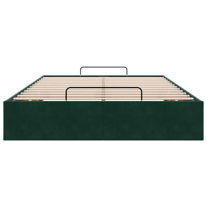 Ottoman-Bett ohne Matratze Dunkelgrün 120x200 cm Samt