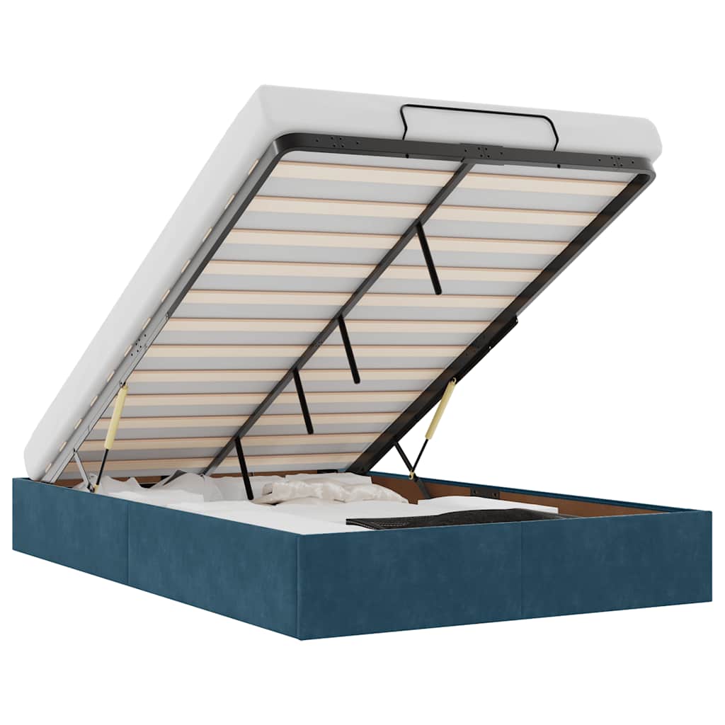 Ottoman-Bett ohne Matratze Dunkelblau 120x200 cm Samt