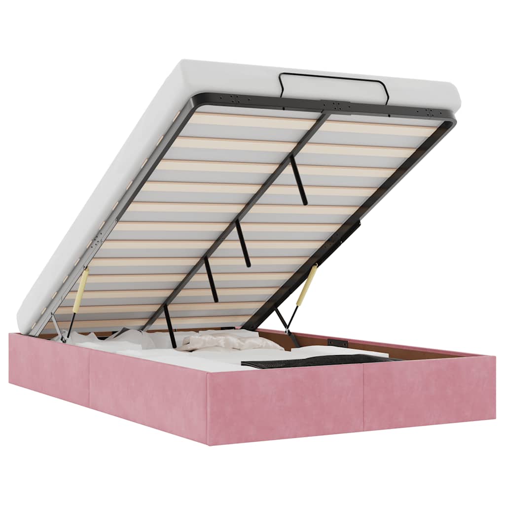 Ottoman-Bett ohne Matratze Rosa 120x200 cm Samt