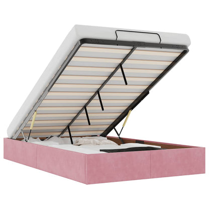 Ottoman-Bett ohne Matratze Rosa 120x200 cm Samt