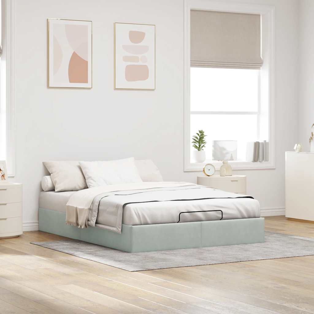 vidaXL Lit ottoman sans matelas Gris clair 140x190 cm Velours