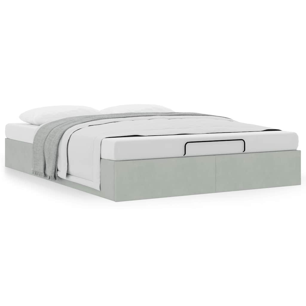vidaXL Lit ottoman sans matelas Gris clair 140x190 cm Velours