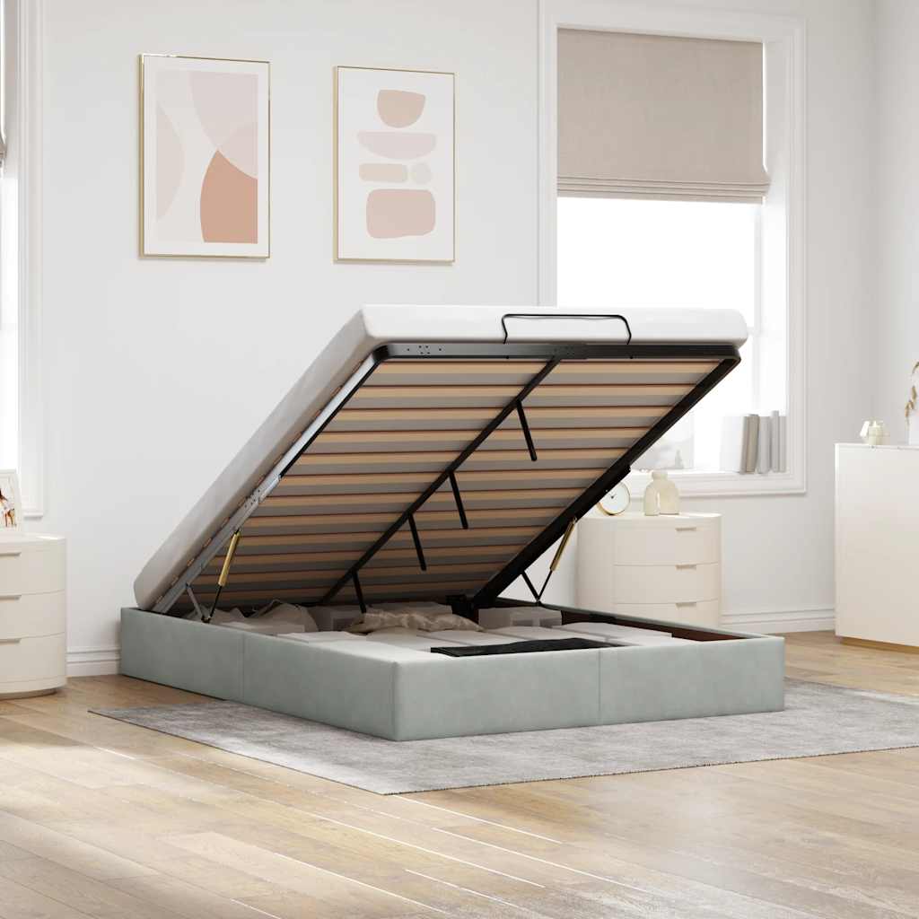 vidaXL Lit ottoman sans matelas Gris clair 140x190 cm Velours
