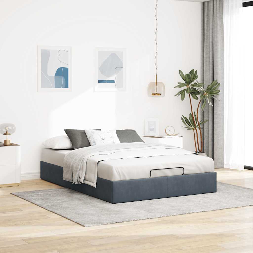 vidaXL Ottoman-Bett ohne Matratze Dunkelgrau 140x190 cm Samt