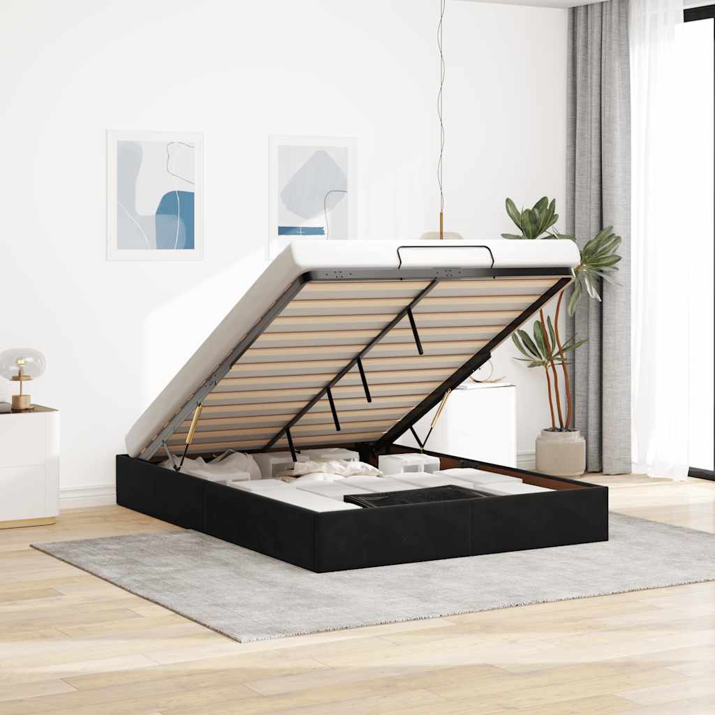 vidaXL Lit ottoman sans matelas Noir 140x190 cm Velours