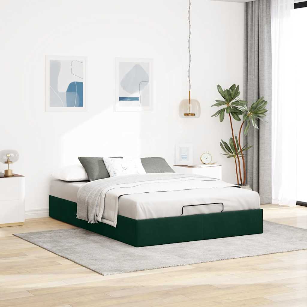 vidaXL Ottoman-Bett ohne Matratze Dunkelgrün 140x190 cm Samt
