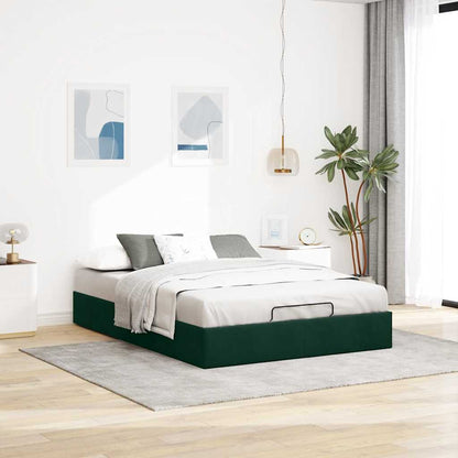 vidaXL Ottoman-Bett ohne Matratze Dunkelgrün 140x190 cm Samt