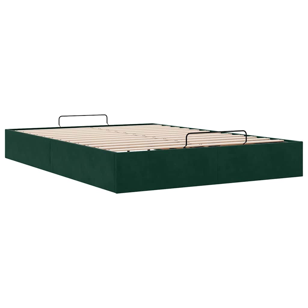 vidaXL Ottoman-Bett ohne Matratze Dunkelgrün 140x190 cm Samt