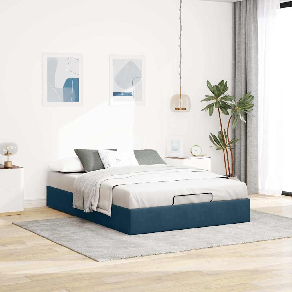 vidaXL Ottoman-Bett ohne Matratze Dunkelblau 140x190 cm Samt