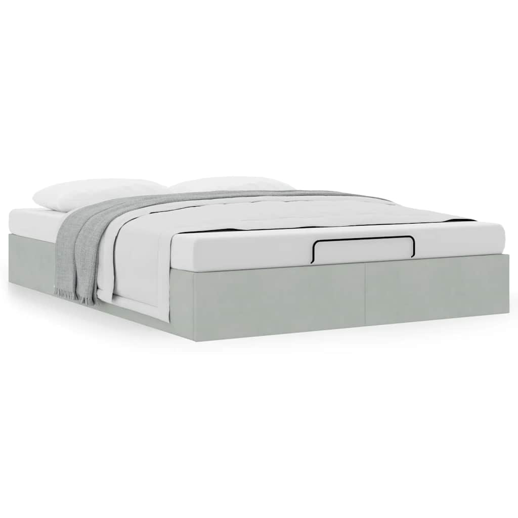 vidaXL Ottoman-Bett ohne Matratze Hellgrau 140x200 cm Samt
