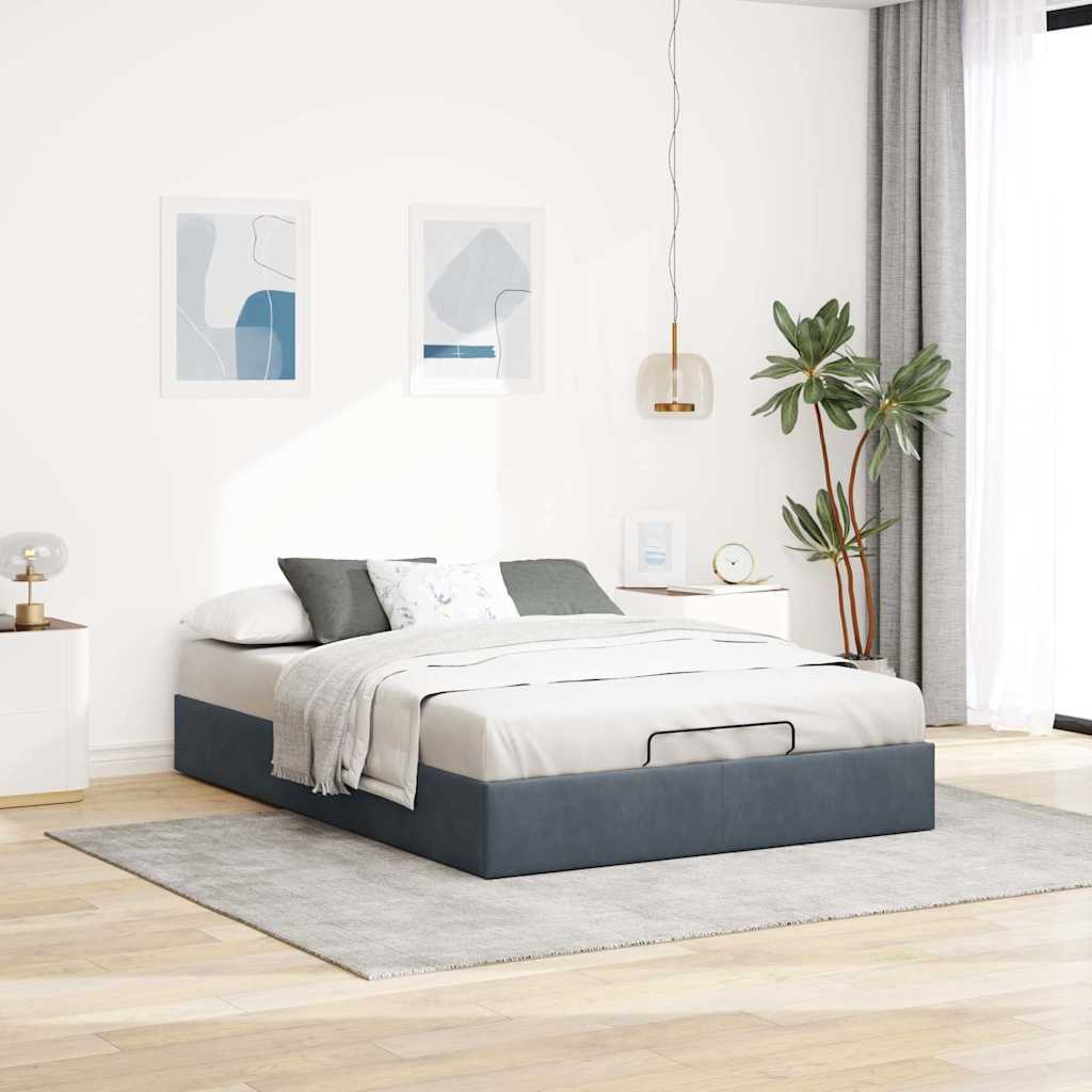 vidaXL Ottoman-Bett ohne Matratze Dunkelgrau 140x200 cm Samt