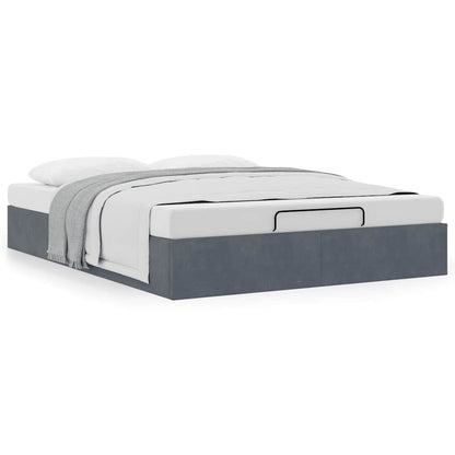 vidaXL Ottoman-Bett ohne Matratze Dunkelgrau 140x200 cm Samt