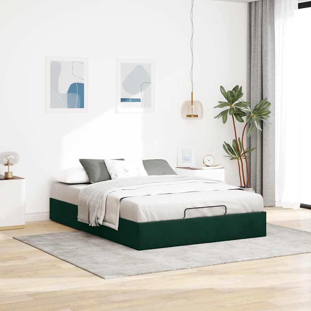 vidaXL Ottoman-Bett ohne Matratze Dunkelgrün 140x200 cm Samt