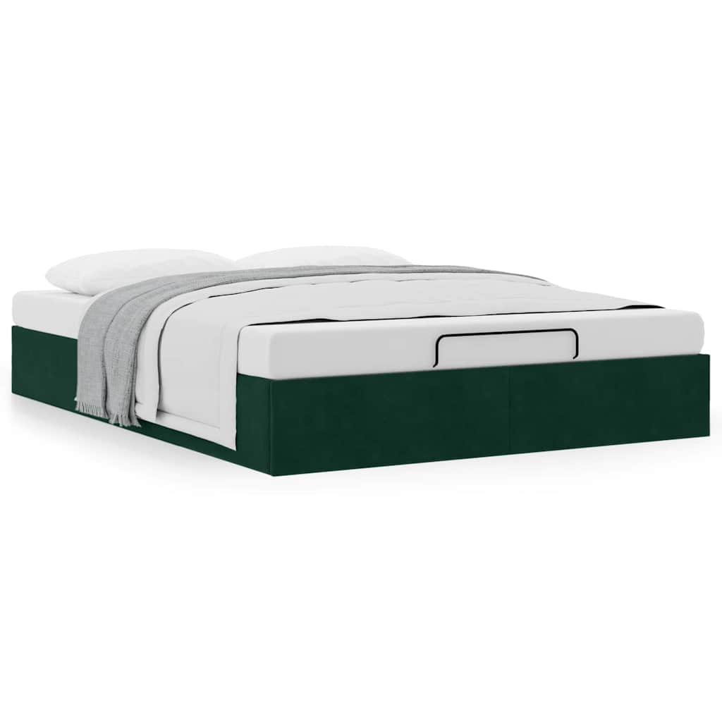 vidaXL Ottoman-Bett ohne Matratze Dunkelgrün 140x200 cm Samt