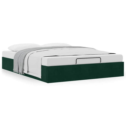 vidaXL Ottoman-Bett ohne Matratze Dunkelgrün 140x200 cm Samt
