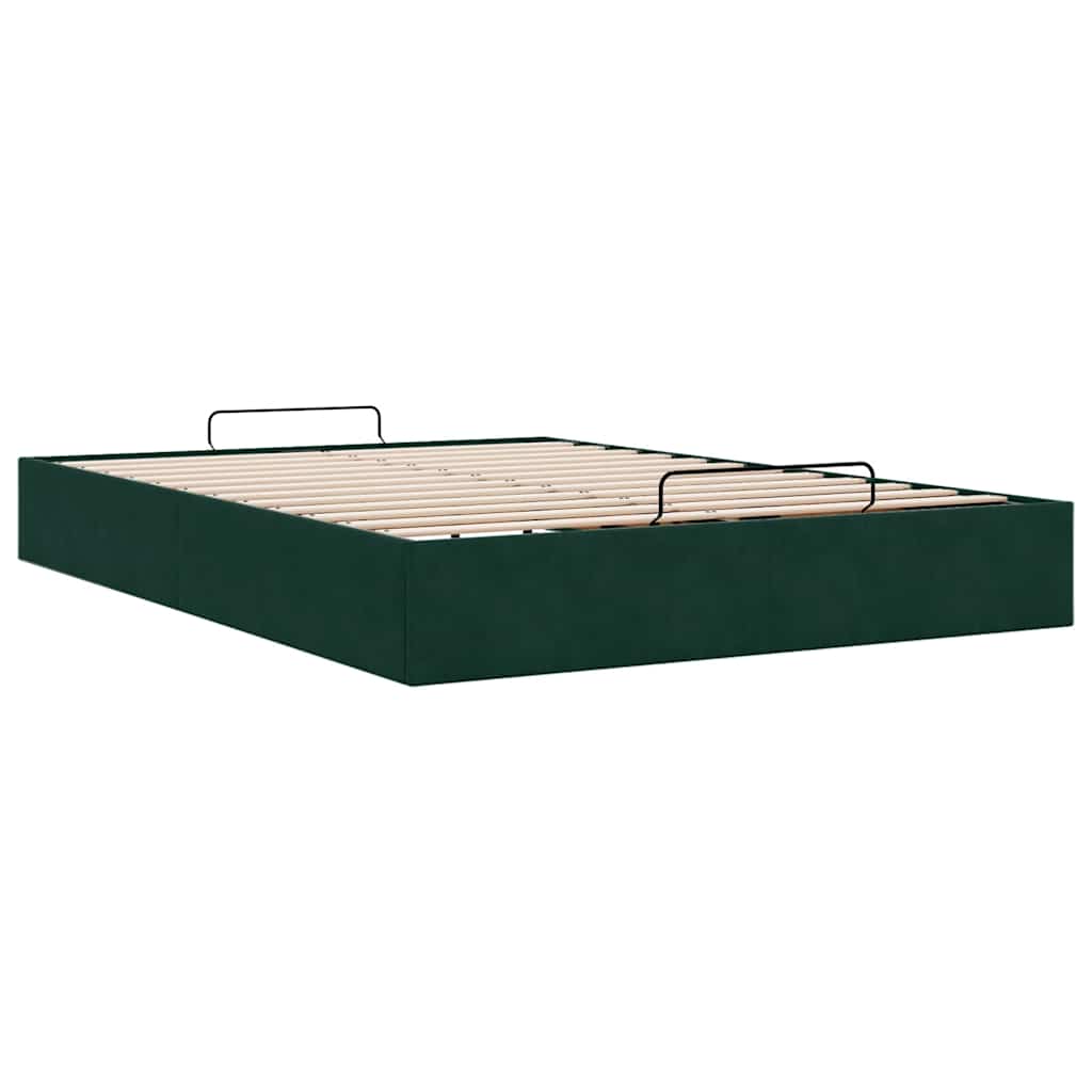 vidaXL Ottoman-Bett ohne Matratze Dunkelgrün 140x200 cm Samt