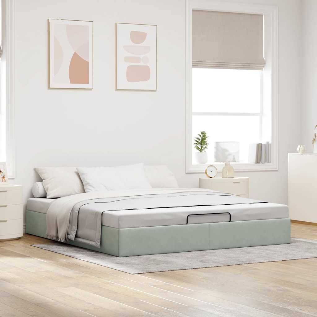 vidaXL Ottoman-Bett ohne Matratze Hellgrau 160x200 cm Samt