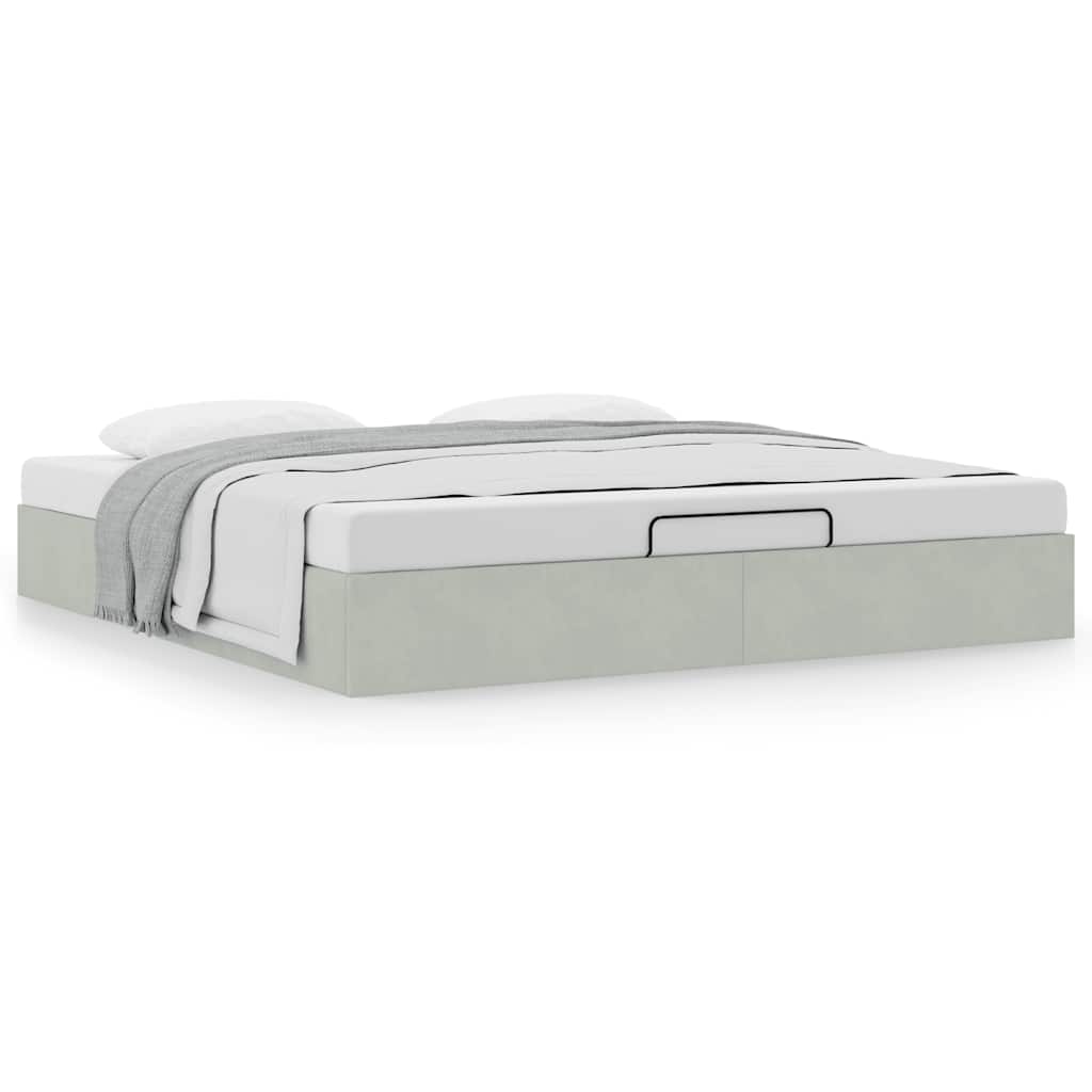 vidaXL Ottoman-Bett ohne Matratze Hellgrau 160x200 cm Samt