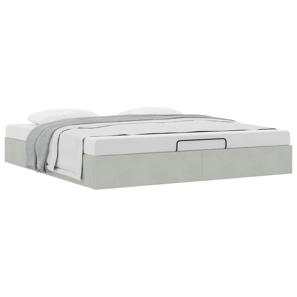 vidaXL Ottoman-Bett ohne Matratze Hellgrau 160x200 cm Samt