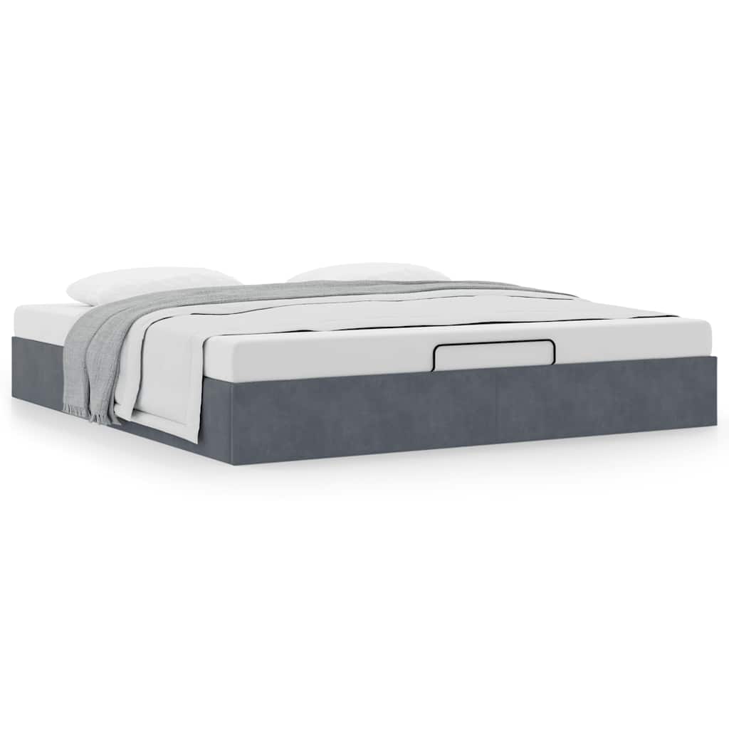 vidaXL Ottoman-Bett ohne Matratze Dunkelgrau 160x200 cm Samt