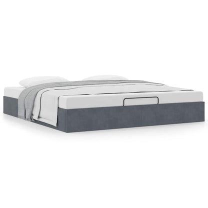 vidaXL Ottoman-Bett ohne Matratze Dunkelgrau 160x200 cm Samt