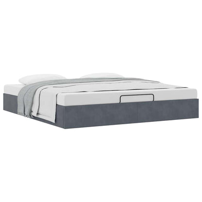 vidaXL Ottoman-Bett ohne Matratze Dunkelgrau 160x200 cm Samt