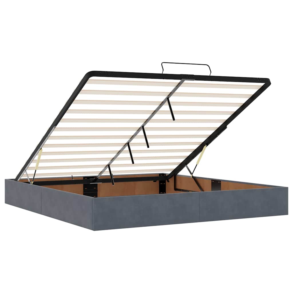 vidaXL Ottoman-Bett ohne Matratze Dunkelgrau 160x200 cm Samt