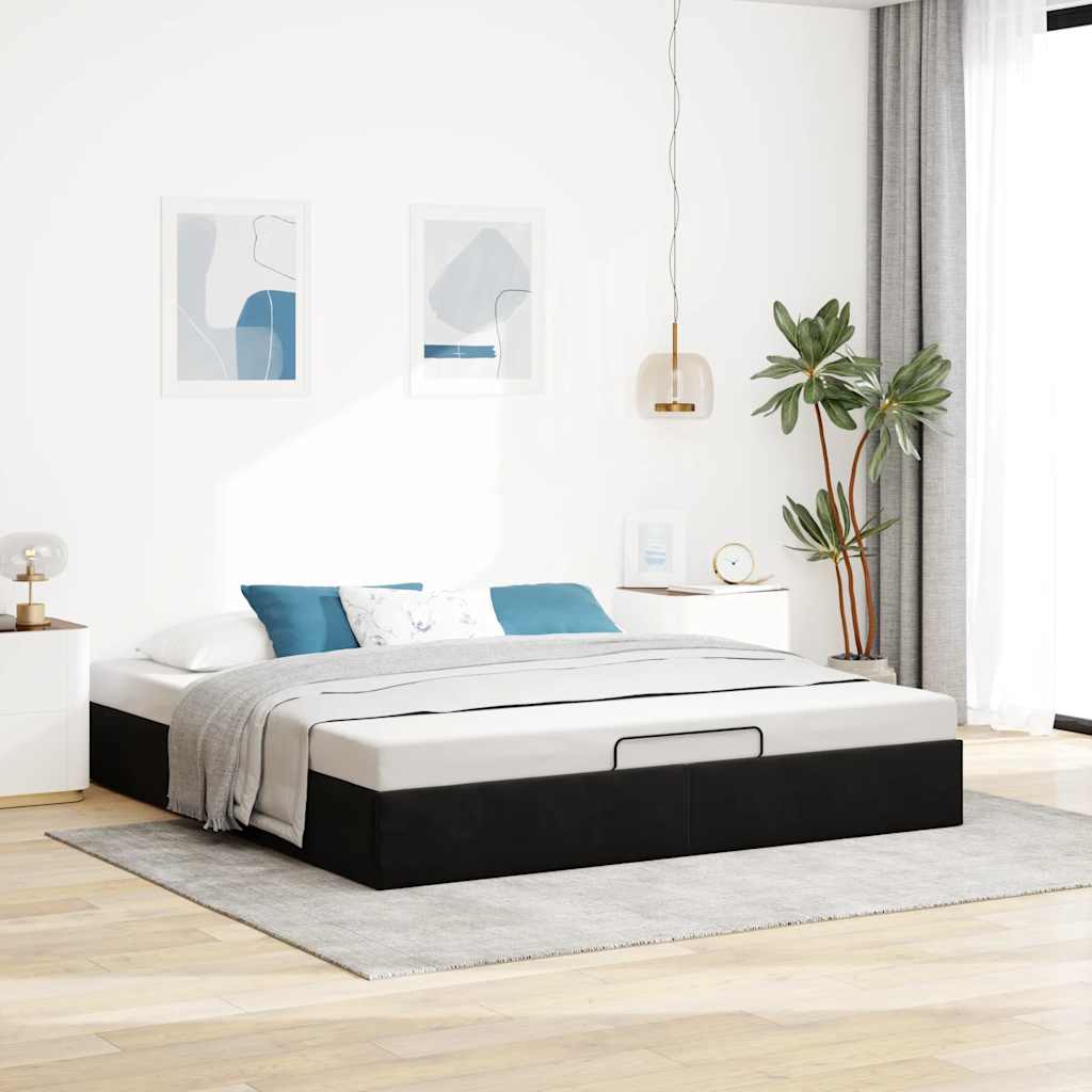vidaXL Ottoman-Bett ohne Matratze Schwarz 160x200 cm Samt