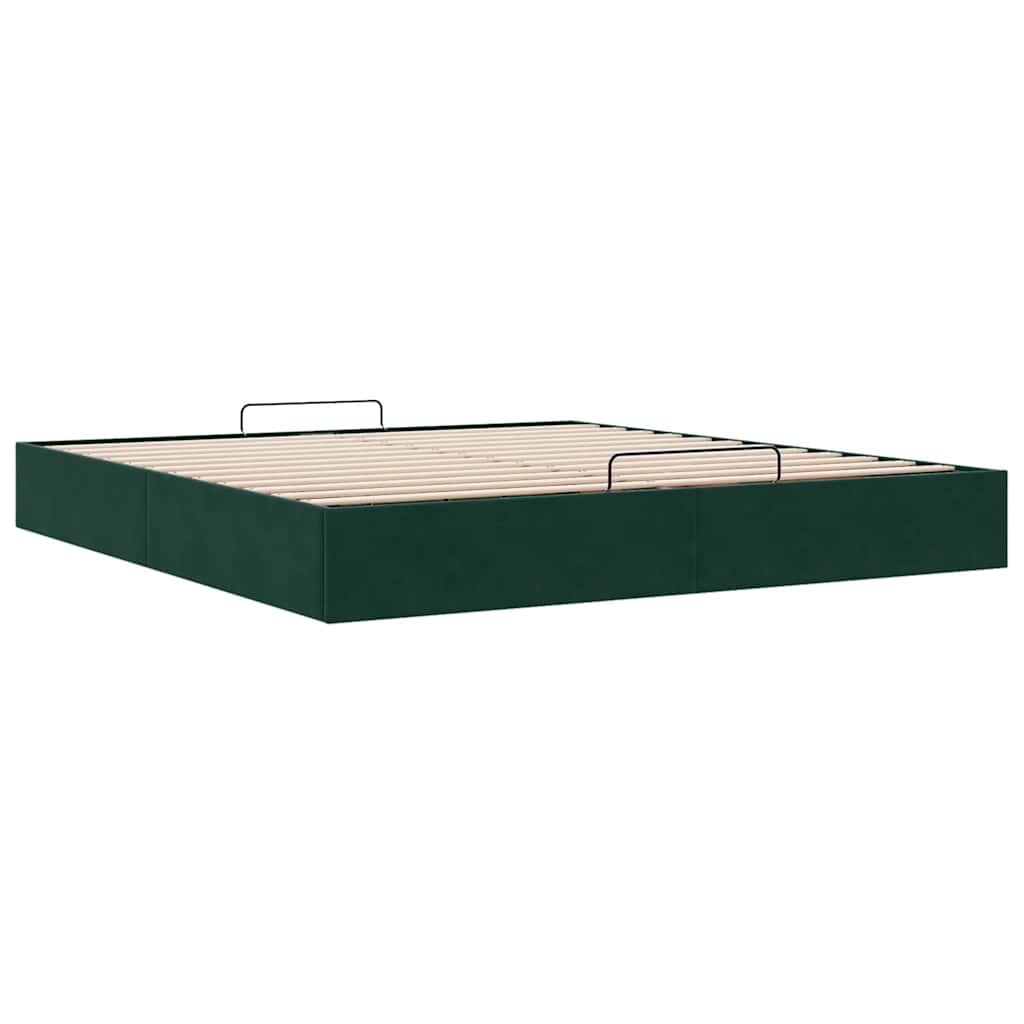 vidaXL Ottoman-Bett ohne Matratze Dunkelgrün 160x200 cm Samt