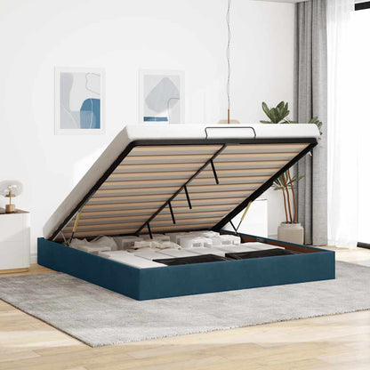 vidaXL Ottoman-Bett ohne Matratze Dunkelblau 160x200 cm Samt