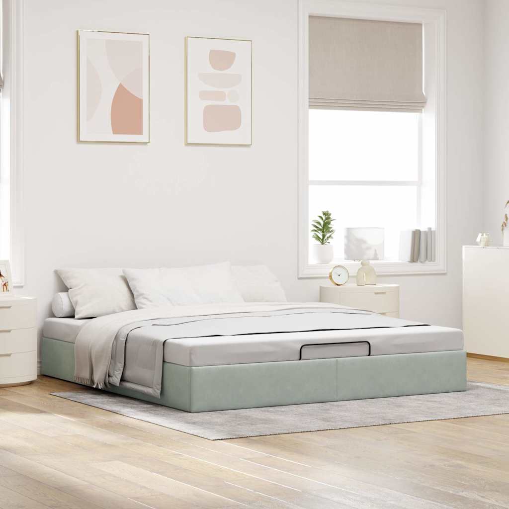 vidaXL Ottoman-Bett ohne Matratze Hellgrau 180x200 cm Samt