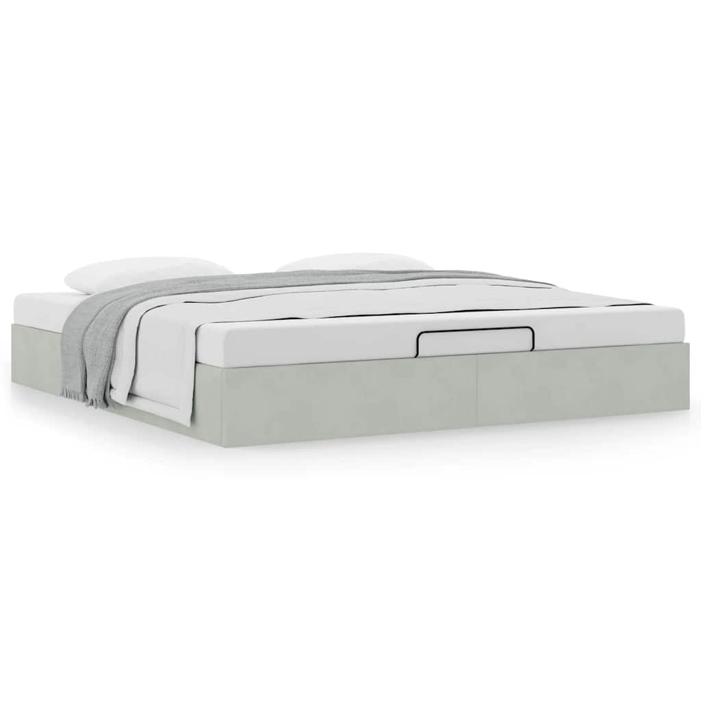 vidaXL Ottoman-Bett ohne Matratze Hellgrau 180x200 cm Samt