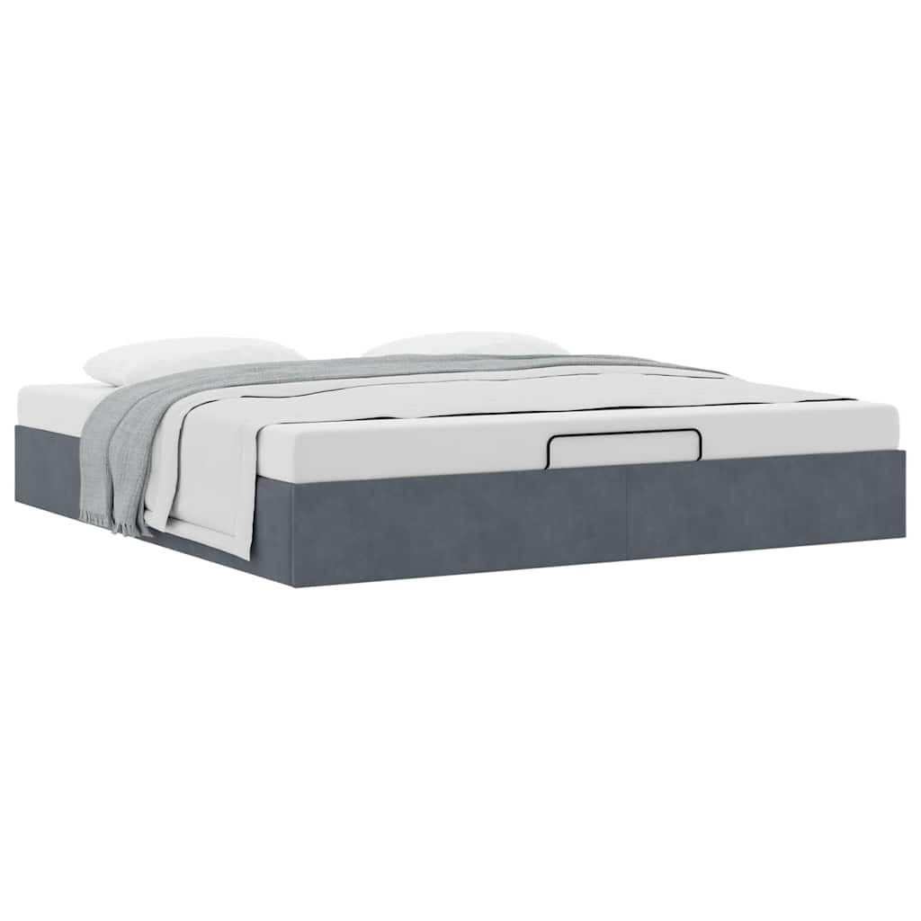 vidaXL Ottoman-Bett ohne Matratze Dunkelgrau 180x200 cm Samt