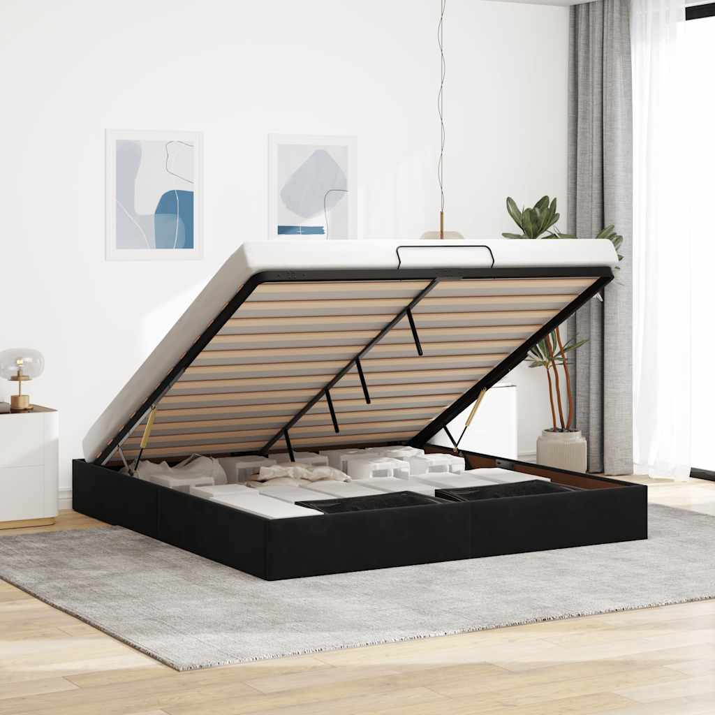 vidaXL Ottoman-Bett ohne Matratze Schwarz 180x200 cm Samt