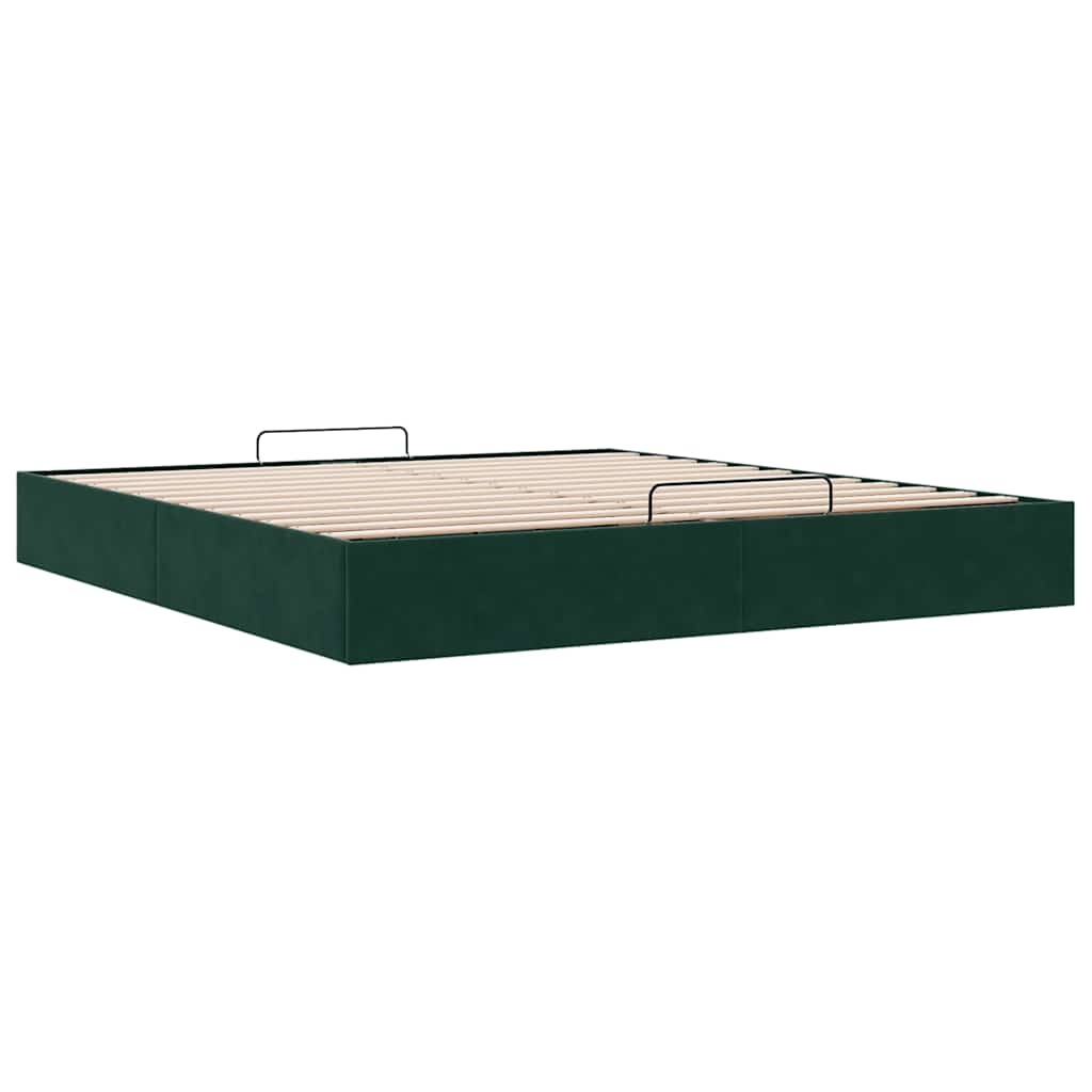 vidaXL Ottoman-Bett ohne Matratze Dunkelgrün 180x200 cm Samt
