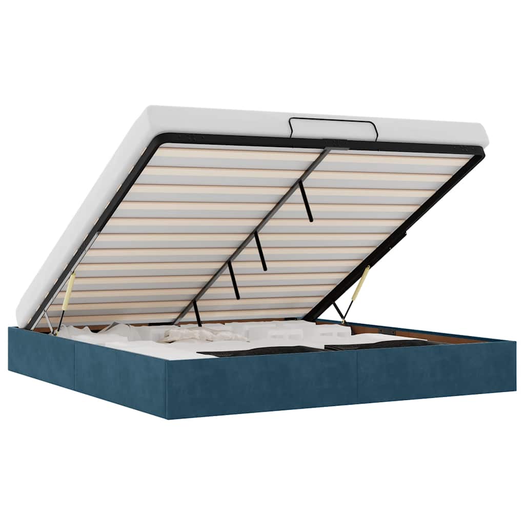 Ottoman-Bett ohne Matratze Dunkelblau 180x200 cm Samt