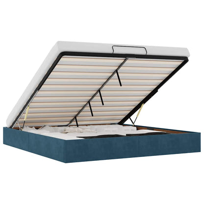 Ottoman-Bett ohne Matratze Dunkelblau 180x200 cm Samt