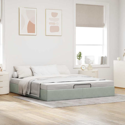 vidaXL Ottoman-Bett ohne Matratze Hellgrau 200x200 cm Samt