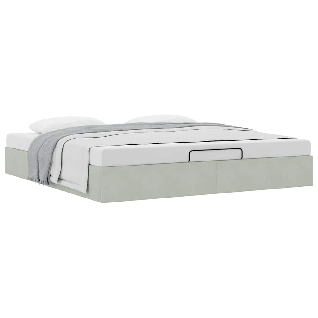 vidaXL Ottoman-Bett ohne Matratze Hellgrau 200x200 cm Samt