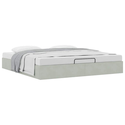 vidaXL Ottoman-Bett ohne Matratze Hellgrau 200x200 cm Samt