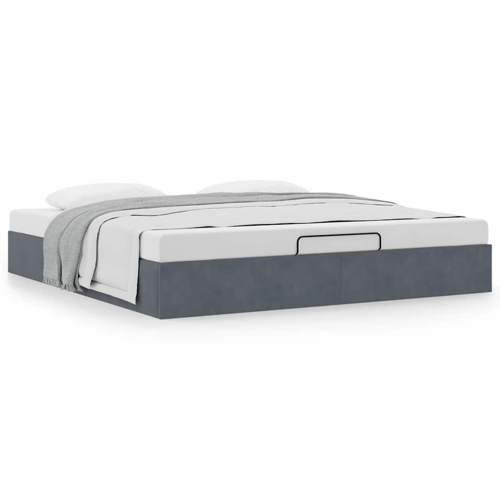 vidaXL Lit coffre sans matelas Gris foncé 200x200 cm Velours