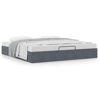 vidaXL Lit coffre sans matelas Gris foncé 200x200 cm Velours